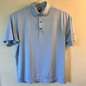 FootJoy Sky Blue Men's Golf Polo Houndstooth Design River Hall Country Club